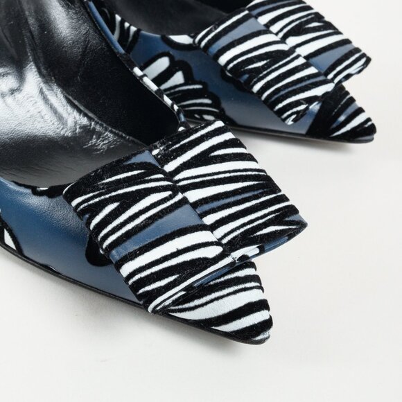 Pierre Hardy Leather Velvet Striped Heels - Picture 6 of 10